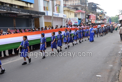 Students form human chain to display 305 meter long National Flag  